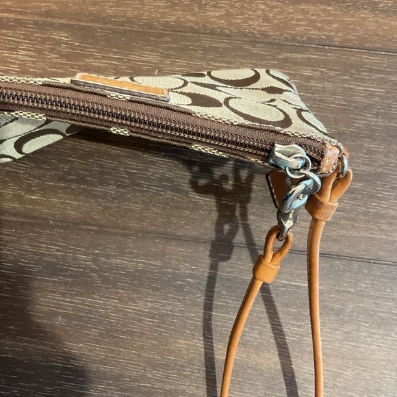 Coach Signature Brown and Tan Wristlet - Picture 5 of 7